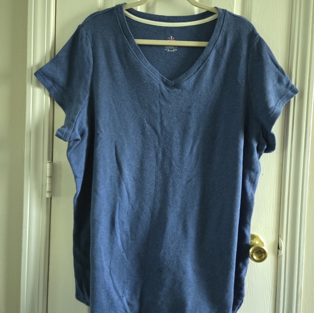 Essentials Heather Blue V-Neck Tee